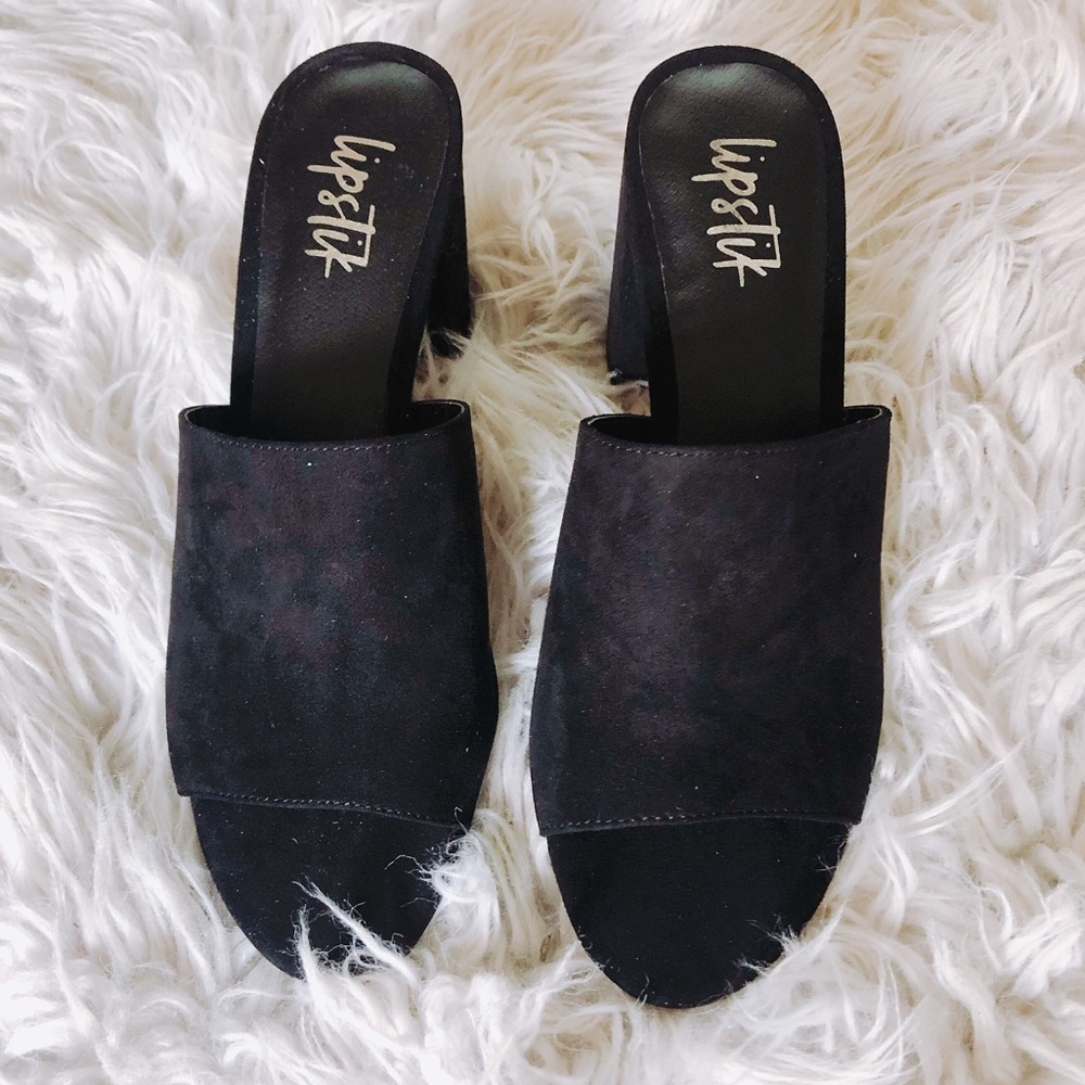 🖤Black slip on heels